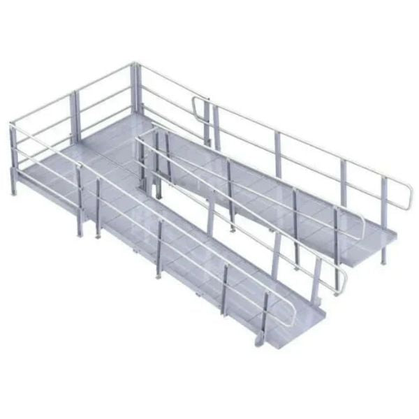 PVI XP Modular Wheelchair Ramp with Handrails on a white background