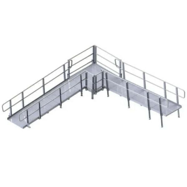 PVI XP Modular Wheelchair Ramp with Handrails on a white background