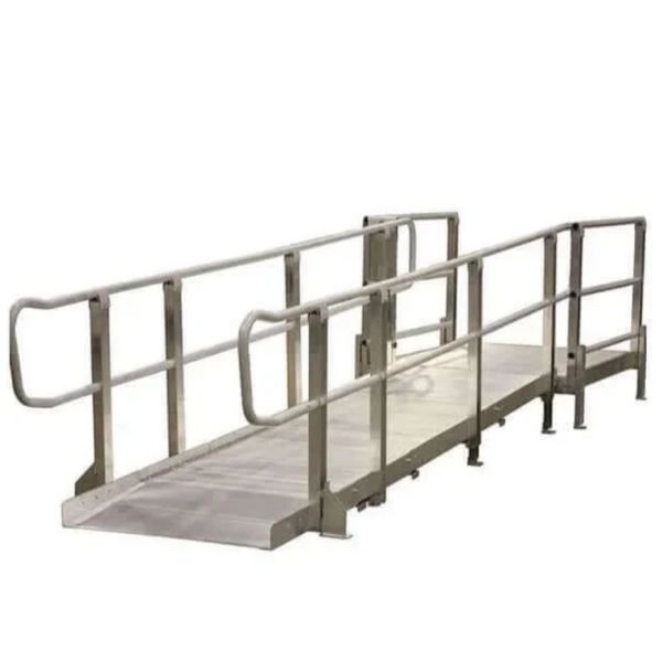 PVI XP Modular Wheelchair Ramp with Handrails on a white background