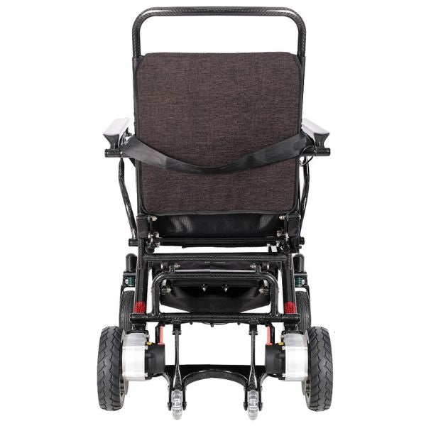 Pegasus Carbon Fiber Folding Electric Wheelchair With Remote Control In Carbon Fiber Frame Back View