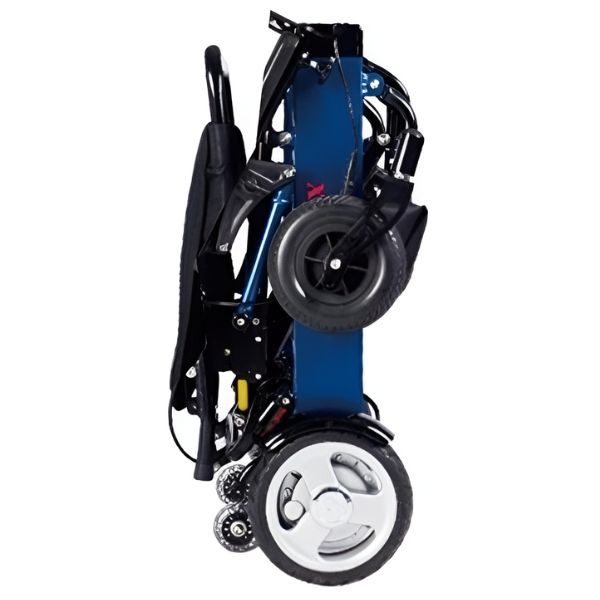 Phoenix Portable and Light Electric Wheelchair in Blue Frame Folded View 
