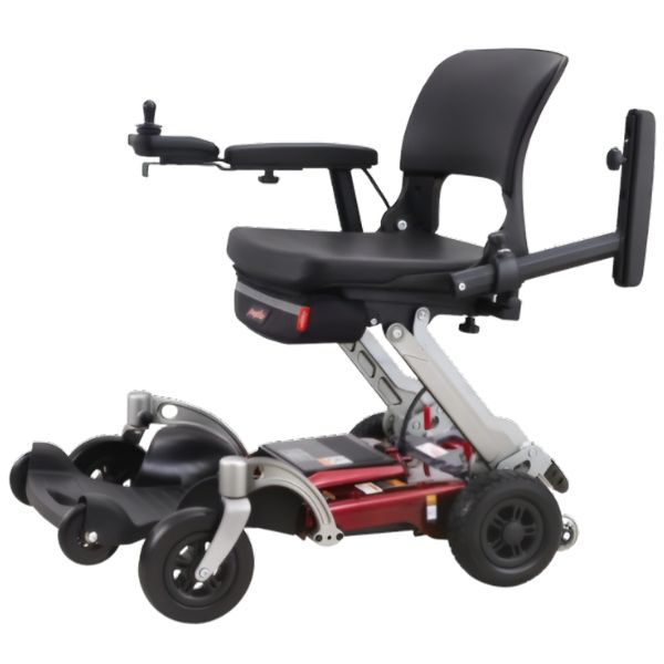 FreeRider Luggie Chair Foldable Power Chair Arms Flipped View