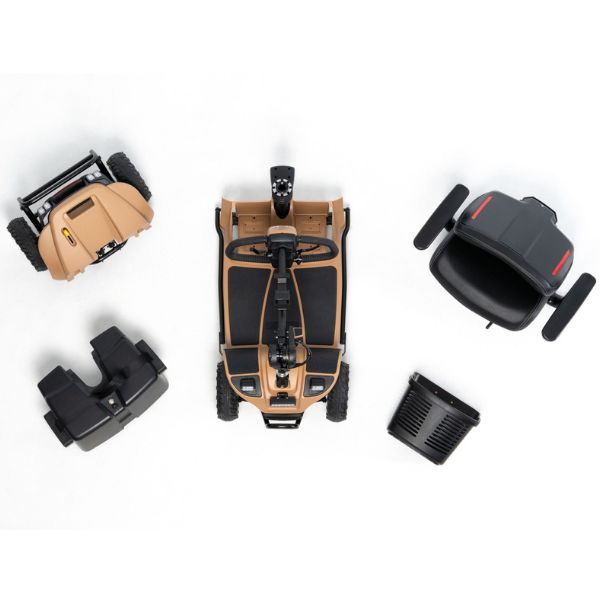 Pride Baja Bandit Full Sized Mobility Scooter Tan Color  Disassembled View