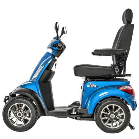 Pride Mobility Baja Raptor 2 4-Wheel Mobility Scooter Blue Color Left Side VIew