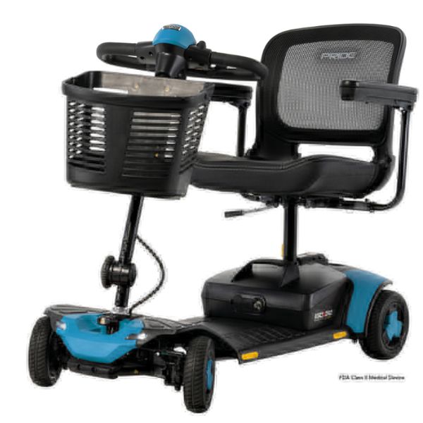 Pride Go-Go Elite Traveller Gen 3 4-Wheel Scooter Blue Color in Left Angle View
