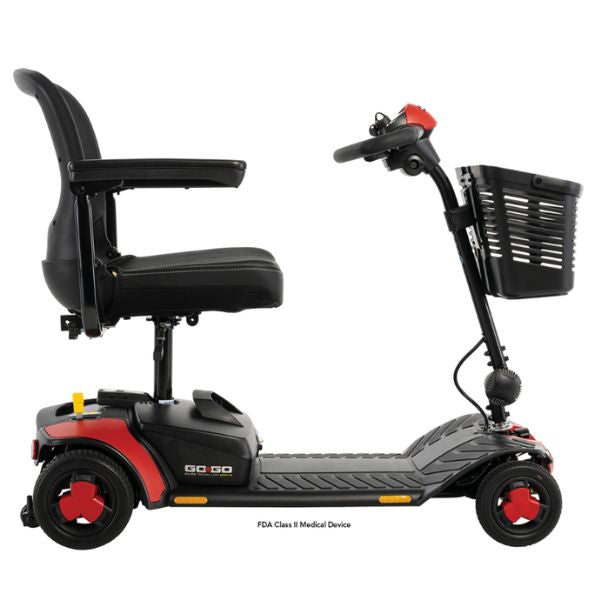 Pride Go-Go Elite Traveller Gen 3 4-Wheel Scooter Red Color in Right Side View