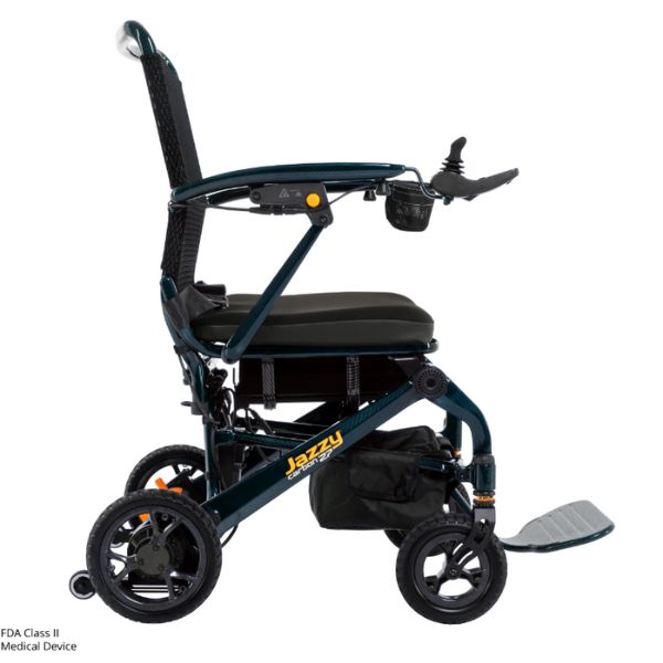Pride Jazzy Carbon 27 Folding Power Wheelchair Blue in Right Side View