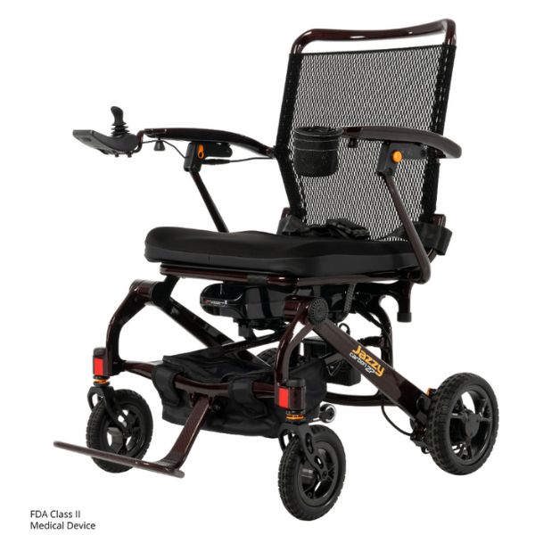 Pride Jazzy Carbon 27 Folding Power Wheelchair Black in Left Angle View