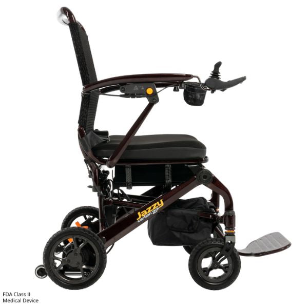 Pride Jazzy Carbon 27 Folding Power Wheelchair Cherry Black in Right Side View