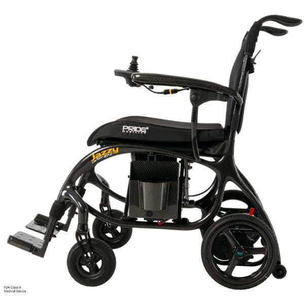 Pride Jazzy Carbon 27X Lightweight Folding Wheelchair Left Side View