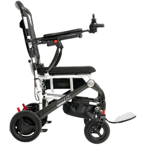 Pride Jazzy Carbon Travel Lite Power Chair White Color  Left Side View