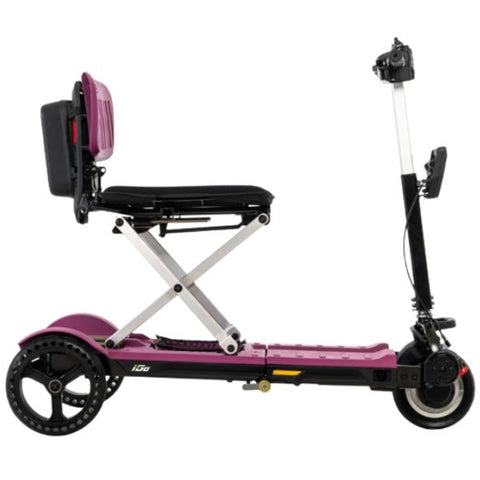 Pride Mobility iGo Folding Mobility Scooter Sugar Plum Color Left Side View