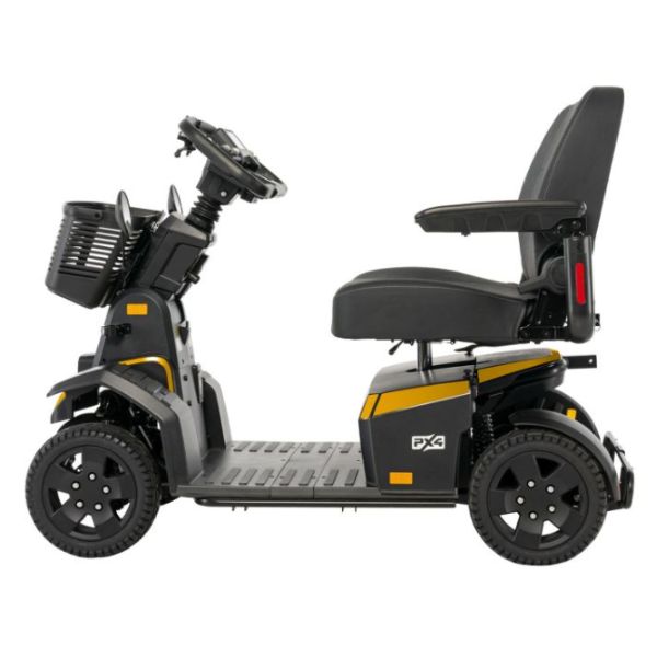 PX4 Wide Seat 4-Wheel Mobility Scooter Right Side View in Yellow
