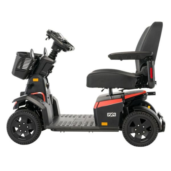 PX4 Wide Seat 4-Wheel Mobility Scooter Right Side View in Red