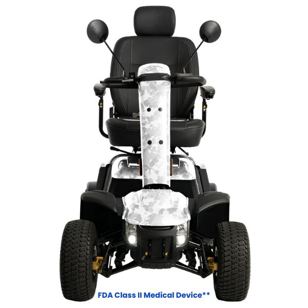 Pride Baja Wrangler 2 Heavy Duty Scooter White Camo Color Front View