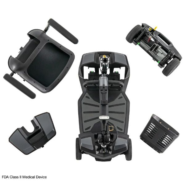 Pride  Go-Go Endurance AL+ SC54ALX 4-Wheel Portable Scooter Euro Grey Color Disassembled View