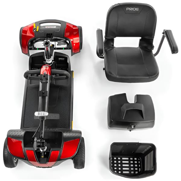 Pride  Go-Go Sport 4-Wheel Scooter With EZ Turn S74 Disassembled Top View