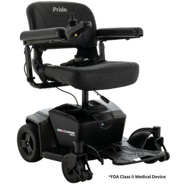 Pride Mobility Go-Chair MED Portable Power Chair Angled View