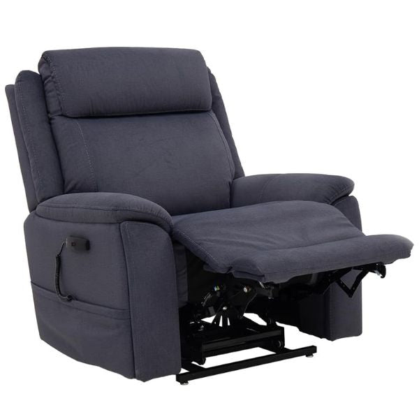 Pride Mobility Sitting Pretty Evolution 3-Position Lift Chair LC-435 In Cosi-Blue Diamond Fabric with the Leg Rest Up