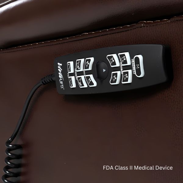 Pride Mobility VivaLift Premier Lift Chair PLR-5900 in Sorrento Coffee Fabric Magnetic Remote Control