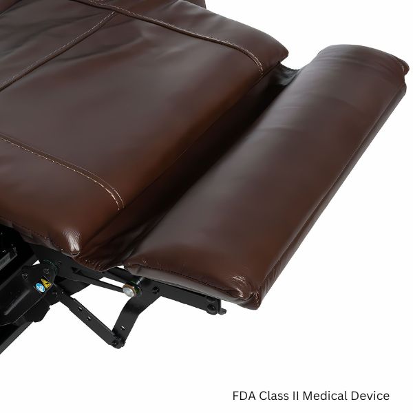 Pride Mobility VivaLift Premier Lift Chair PLR-5900 in Sorrento Coffee Fabric  with the Foot Rest Lifted