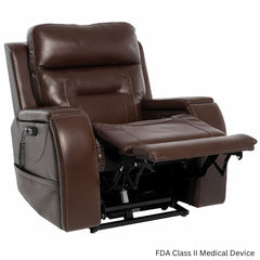 Pride Mobility VivaLift Premier Lift Chair PLR-5900 in Sorrento Coffee Fabric with the Foot Rest Lifted