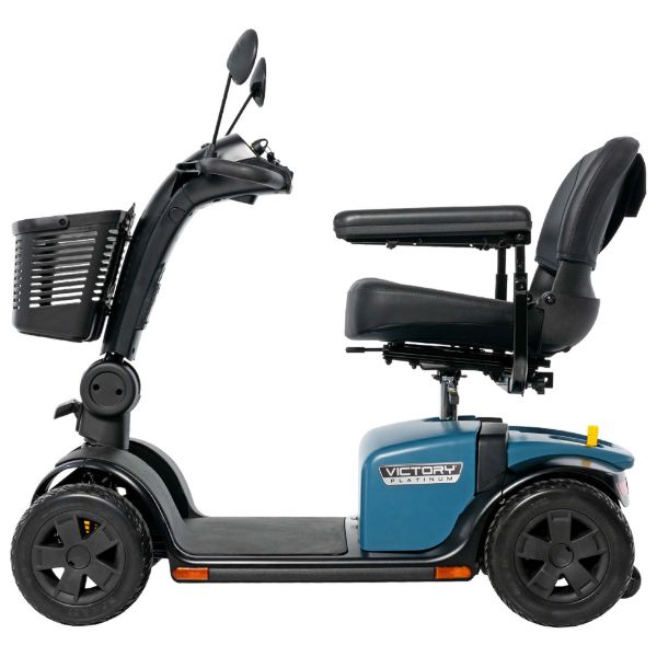 Pride Victory Platinum 4-Wheel Mobility Scooter in Iceberg Blue Color Left Side View