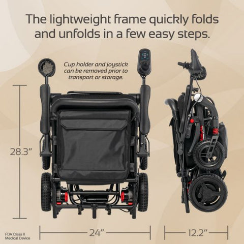 Rascal Carbon Cruiser Folding Power Wheelchair in Folding Position
