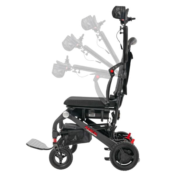 Rascal Carbon Cruiser Folding Power Wheelchair Showing the Flipped Armrest