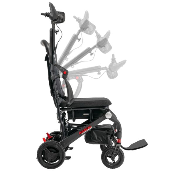 Rascal Carbon Cruiser Folding Power Wheelchair Showing the Flipped Armrest