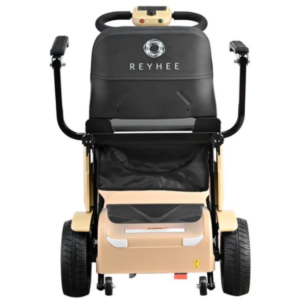 Reyhee Flex 4-Wheel Folding Electric Mobility Scooter Tan Color Back View