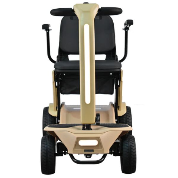 Reyhee Flex 4-Wheel Folding Electric Mobility Scooter Tan Color Front View