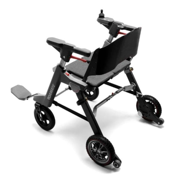 Roamate 3-in-1 Rollator Transport Electric Wheelchair Black Top Left Side View