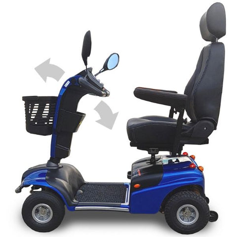 Shoprider Explorer Full Size 4-Wheel Mobility Scooter Showing the Adjustable Tiller