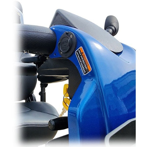 Shoprider Explorer Full Size 4-Wheel Mobility Scooter Showing the USB Port