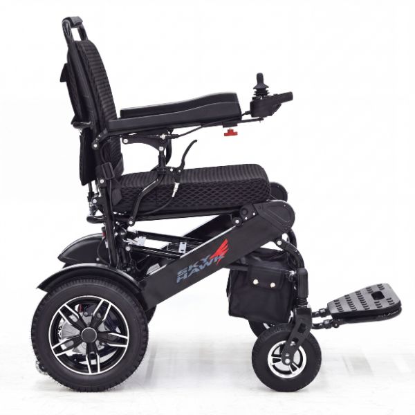 Sky Hawk Folding Reclining Wheelchair in Black Right Side View