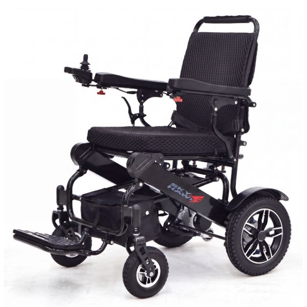 Sky Hawk Folding Reclining Wheelchair in Black Left Angle View