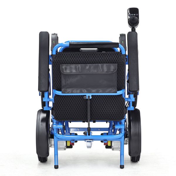 Sky Hawk Folding Reclining Wheelchair in Blue Folding Position