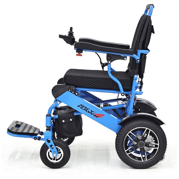 Sky Hawk Folding Reclining Wheelchair Blue in Left Side View