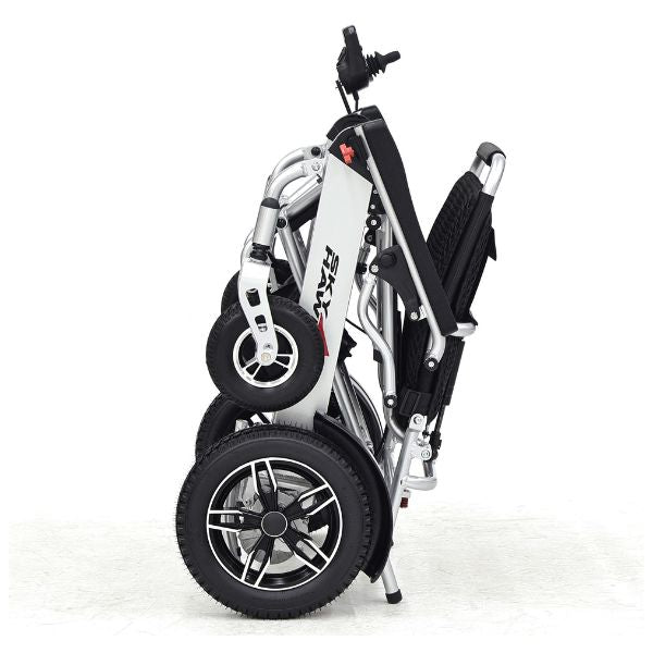 Sky Hawk Folding Reclining Wheelchair Silver in Folding Position