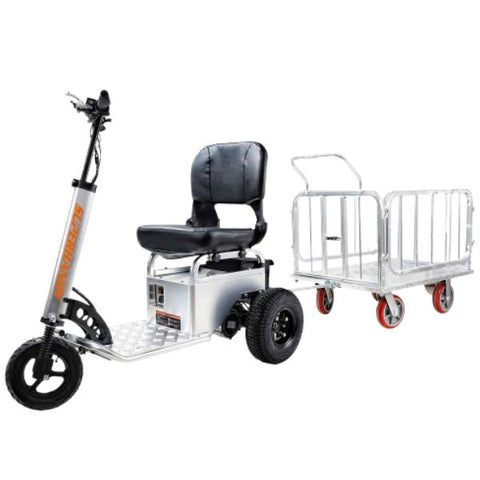 SuperHandy Electric Tugger Utility Tow Tractor Cart And Riding Scooter  Upright with Trailer