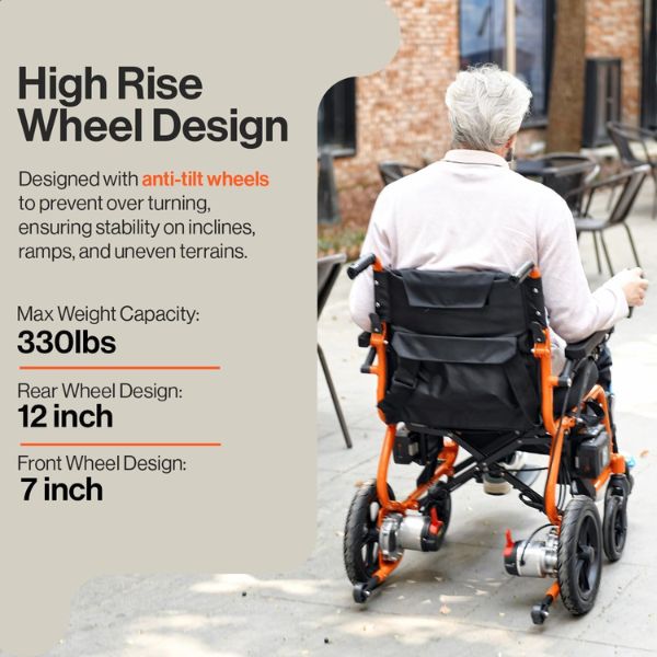 SuperHandy GoRide 2 Portable Electric Wheelchair Weight Capacity and Wheel Sizes