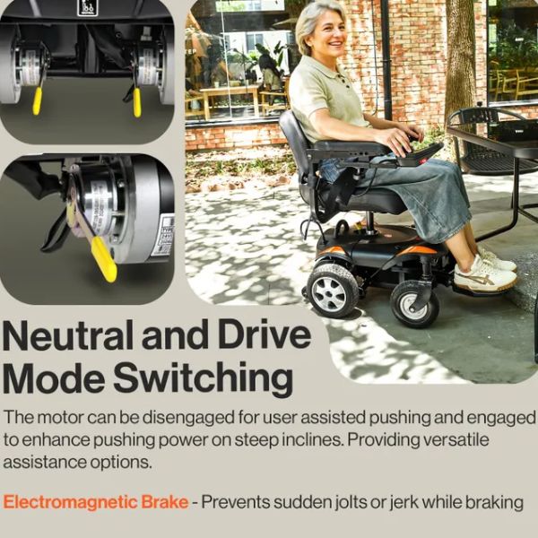 SuperHandy GoRide CRZ Portable Power Wheelchair  Neutral and Drive Switch
