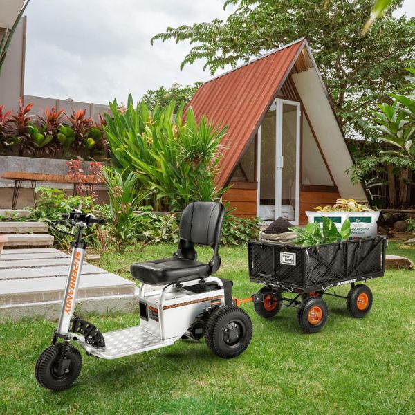 SuperHandy Heavy-Duty Garden Cart With Tow and Dump Capability  Shown in the Gardens with Materials