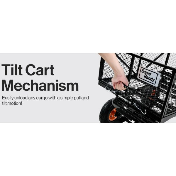 SuperHandy Heavy-Duty Garden Cart With Tow and Dump Capability Tilt Cart Mechanism for Easy Unload