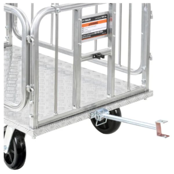 SuperHandy Heavy-Duty Platform Truck & Trailer Cart Showing the Tow Bar Attached