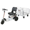 Image of SuperHandy Heavy-Duty Platform Truck & Trailer Cart Shown Attached to the Electric Tugger Tow Car and Riding Scooter