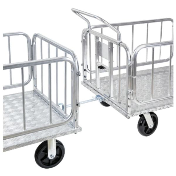 SuperHandy Heavy-Duty Platform Truck & Traler Cart  Showing the Tow Bar Attached to 2 same Utility Cart
