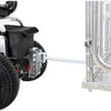 Image of SuperHandy Heavy-Duty Platform Truck & Traler Cart  Showing the Tow Bar Attached to the Electric Tugger Tow Car and Riding Scooter