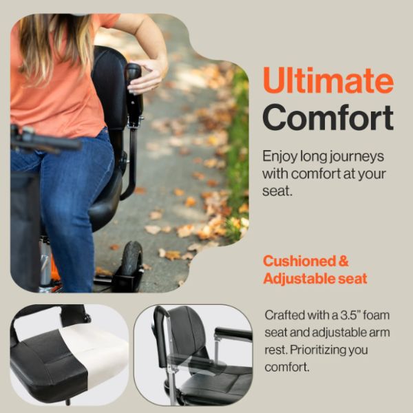 SuperHandy Passport Plus Folding 3-Wheel Mobility Comfortable and Adjustable Seat